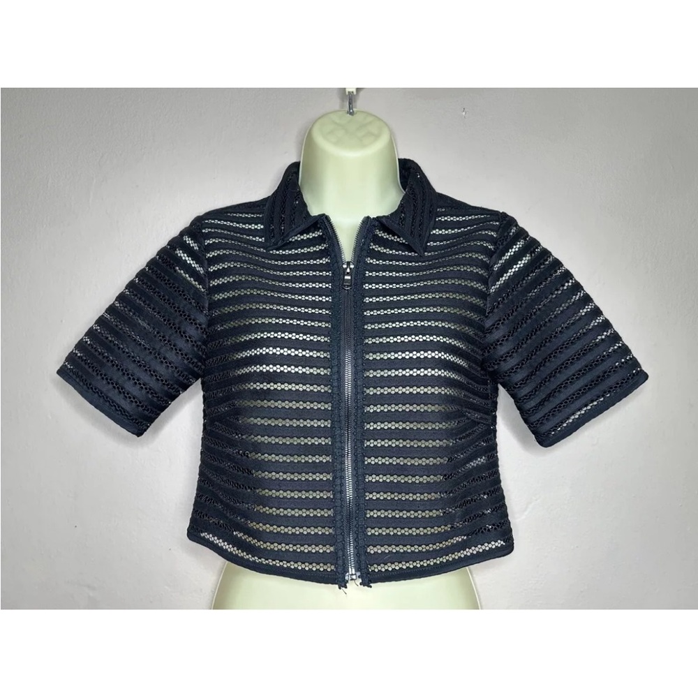 Navy Blue Cropped Jacket